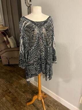 One World Embellished Wing Print Tunic, Bell Sleeve, Plus Size 3X